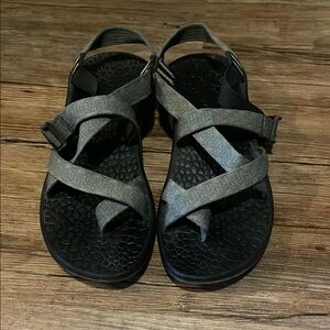 Chaco Gray and Black Strappy Sandals